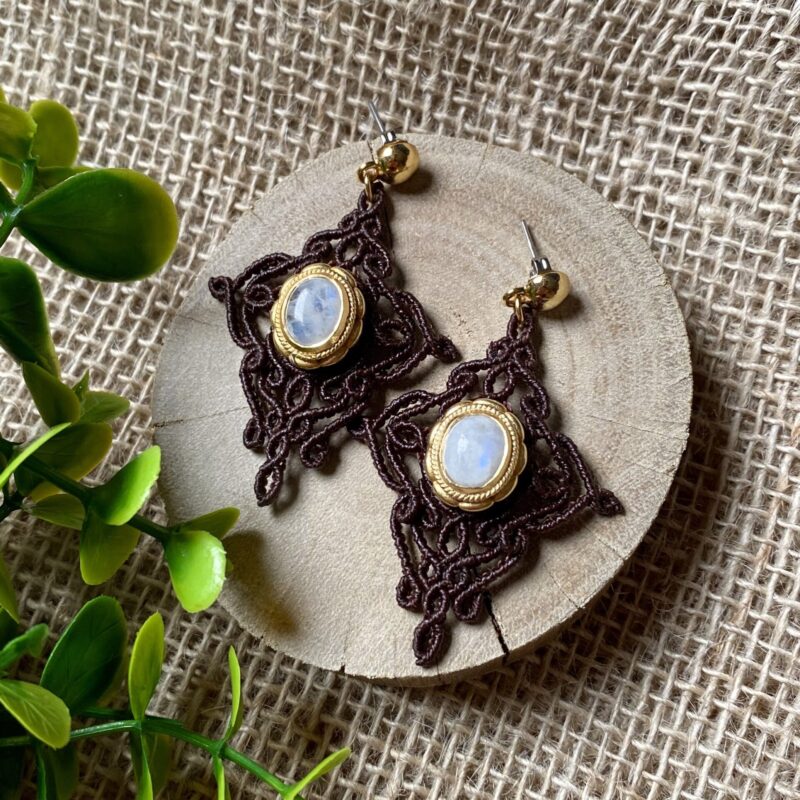 Par de Brincos com Pedra da Lua Natural