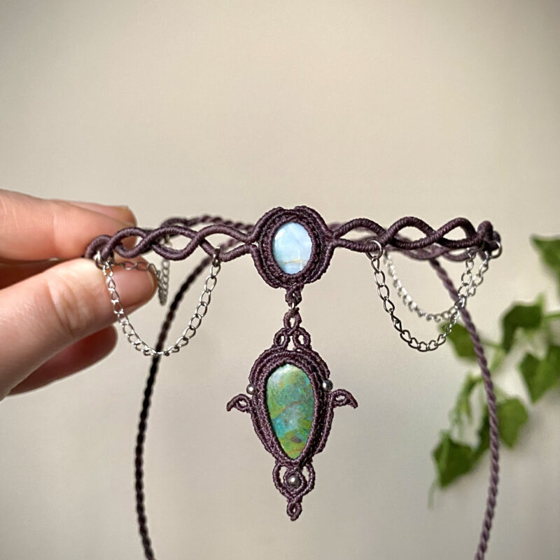 Colar Duplo com Larimar e Crisocola