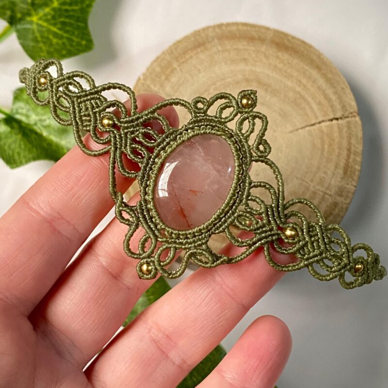 Pulseira com pedra Quartzo Rosa