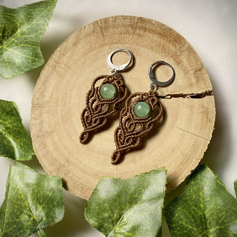 Par de brincos com esfera Quartzo Verde