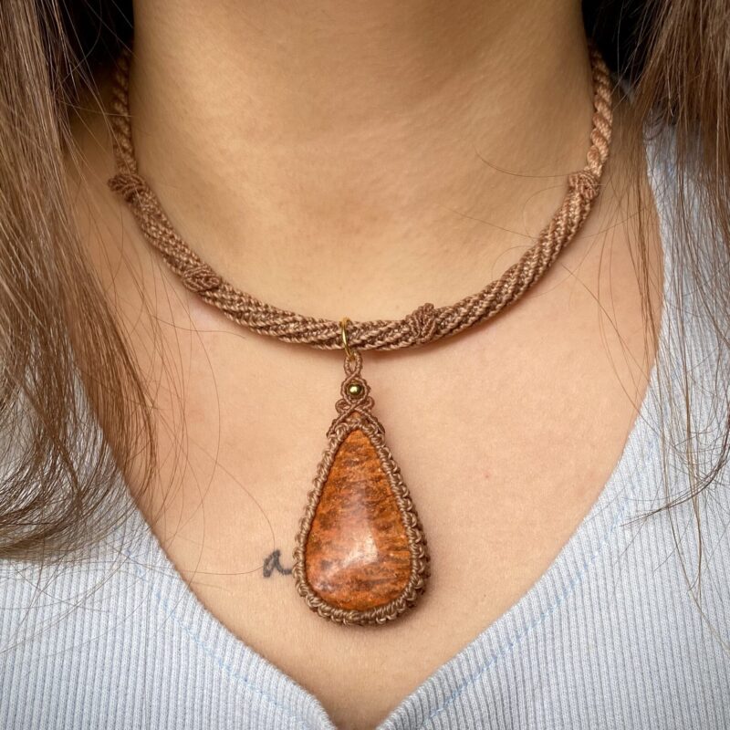 Colar Tubular Jaspe Laranja do Peru