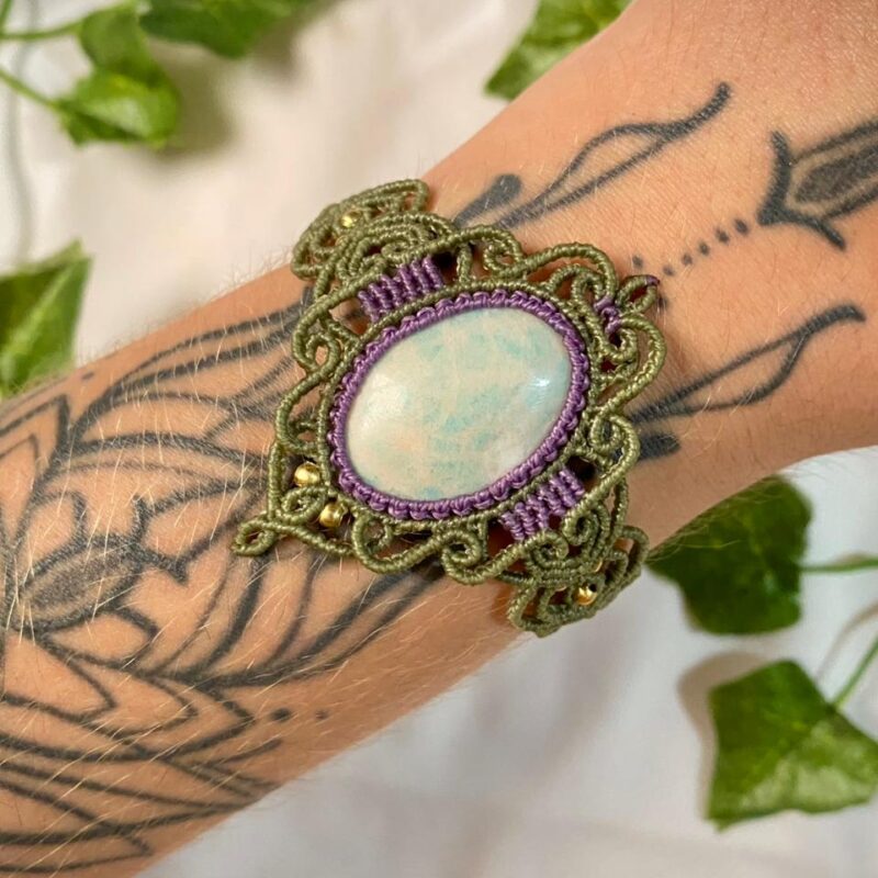 Pulseira Duas Cores e Pedra Amazonita