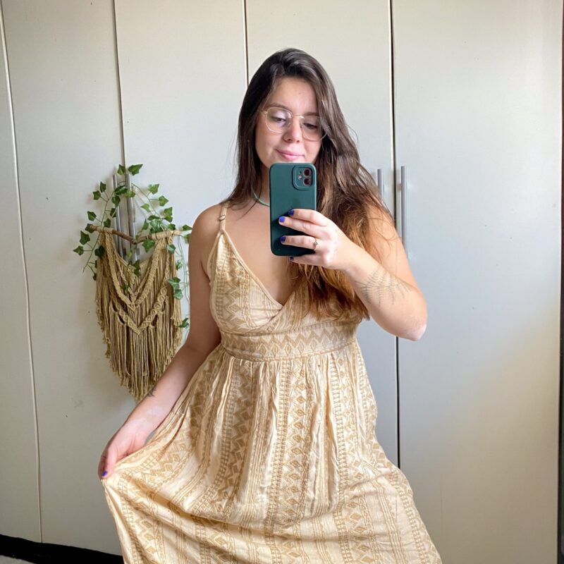 Vestido Jade Boho Bordado - Creme