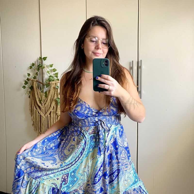 Vestido Maresia Seda Indiana - Azul