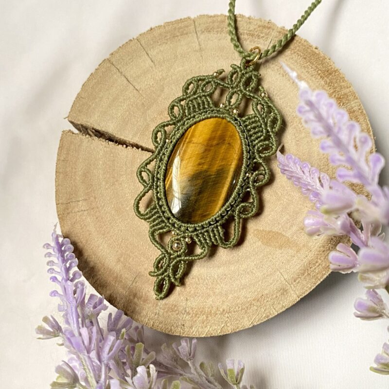 Colar pingente com Pedra Olho de Tigre