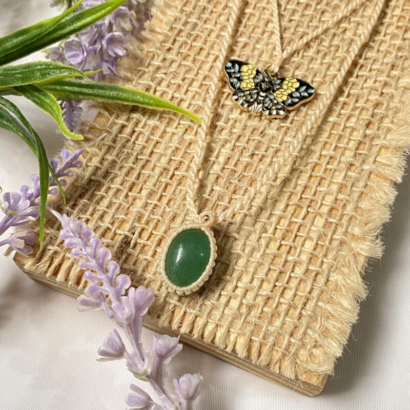 Colar borboleta e Quartzo verde