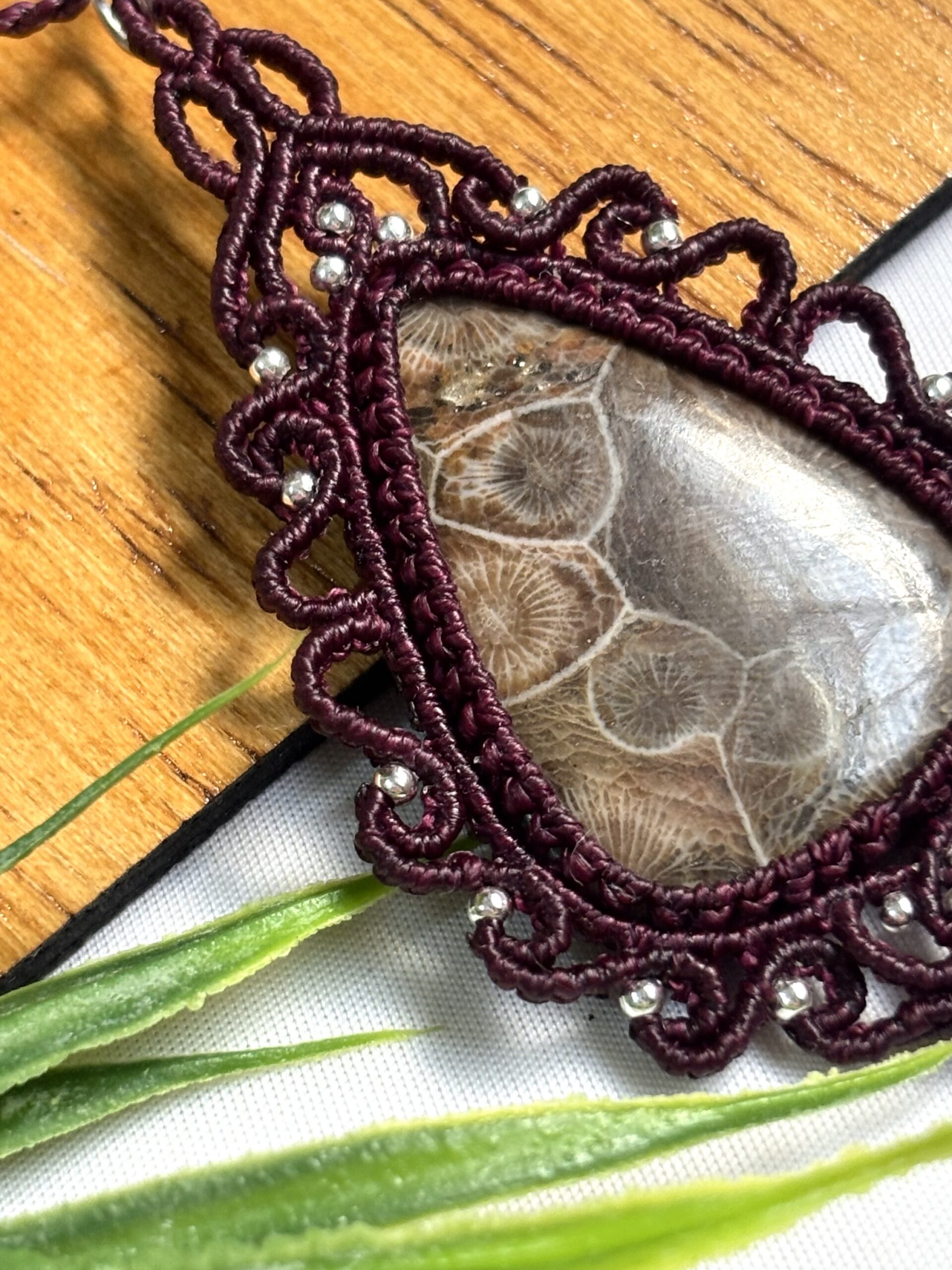 Colar águas com Fóssil Coral natural - Imagem 3